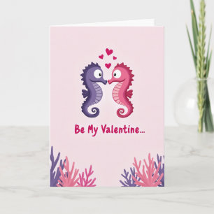 Valentijnskaart met zeepaardjesliefde kaart