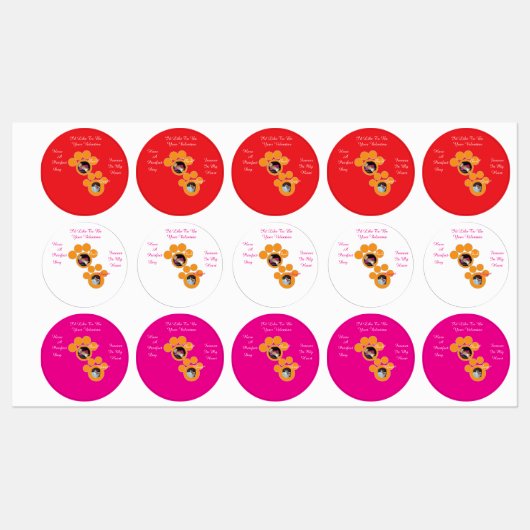 Valentijnskaart Pootafdruk Kat Foto Labels (Vel)