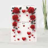 Valentijnskaart Rode Rozen Rode Harten Kaart (Voorkant)