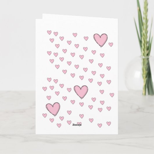 Valentijnskaart Roze Harten Feestdagen Kaart (Achterkant)