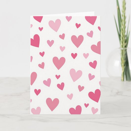 Valentijnskaart Roze Hartjes Kaart (Voorkant)
