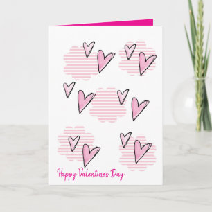 Valentijnskaart Roze Streep Hartjes Feestdagen Kaart