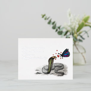 Valentijnskaart – Slang en vlinderliefde Folie Feestdagen Briefkaart