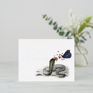 Valentijnskaart – Slang en vlinderliefde Folie Feestdagen Briefkaart