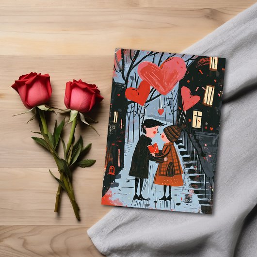 Valentijnskaart - Stel Wandelt in Park Kaart