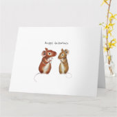 Valentijnskaart - Twee Zoete Muizen Kaart (Gele Bloem)