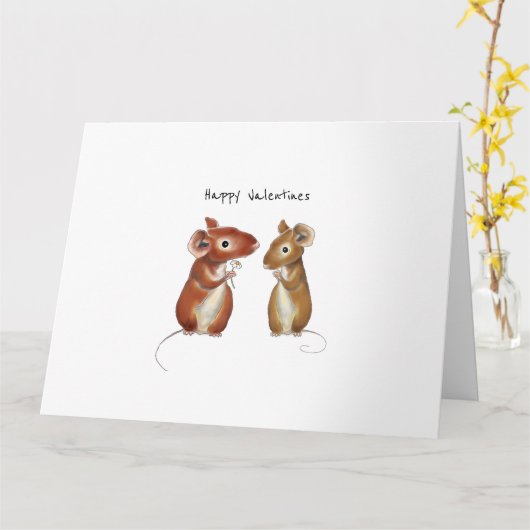 Valentijnskaart - Twee Zoete Muizen Kaart (Gele Bloem)