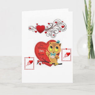 Valentijnskaart Uil Vintage Feestdagen Kaart