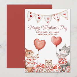 Valentijnskaart van leraar aan klas feestdagenkaart