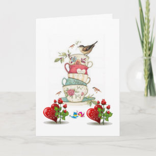 Valentijnskaart Vogel Vintage Feestdagen Kaart