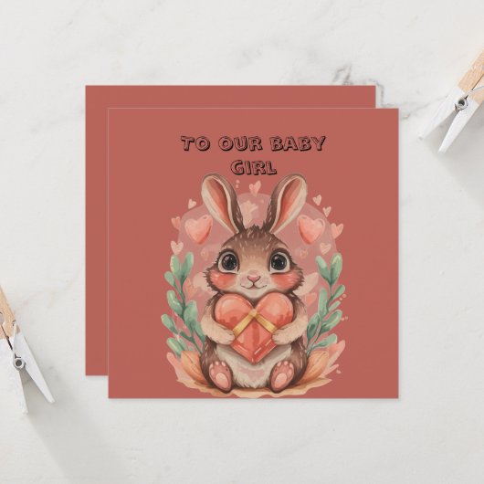 Valentijnskaart voor baby dochter kaart (Voorkant / Achterkant in situ)