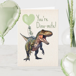 Valentijnskaart voor de klas met dinosaurus Dino-m Kaart