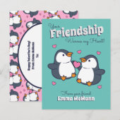 Valentijnskaart voor de klas met pinguïn - Cute vr Briefkaart (Voorkant / Achterkant)