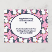 Valentijnskaart voor de klas met pinguïn - Cute vr Briefkaart (Achterkant)
