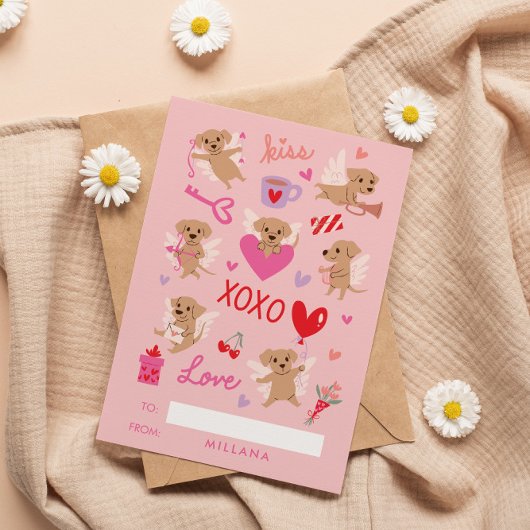 Valentijnskaart voor engelachtige honden in de kla feestdagenkaart