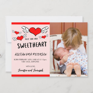 Valentijnskaart voor geboorteaankondiging pasgebor aankondiging