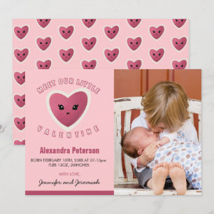Valentijnskaart voor geboorteaankondiging zoete ha aankondiging