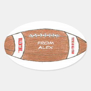 Valentijnskaart voor jongen - voetbalsticker met n ovale sticker