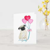 Valentijnskaart voor pug kaart (Gele Bloem)