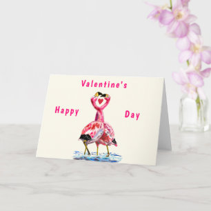 Valentijnskaart voor stel met flamingo's kaart