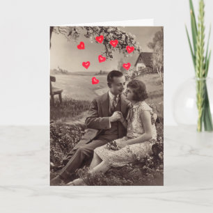 Valentijnskaart voor Vintage Liefhebbers Feestdagen Kaart