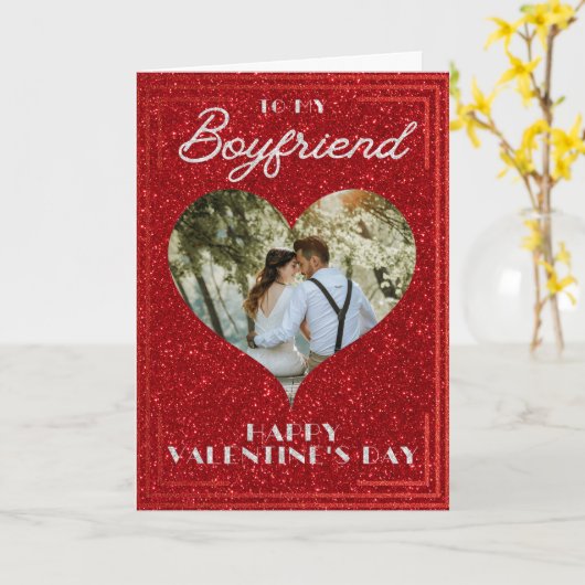 Valentijnskaart voor vriend met glitters en eigen kaart (Gele Bloem)