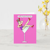 Valentijnskaart voor vriendin met rode hoed kaart (Gele Bloem)