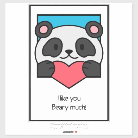Valentijnskaart Vrienden Panda Hart Sticker (Vel)