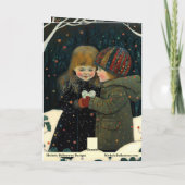 Valentijnskaart winteravond jongen en meisje kaart (Achterkant)