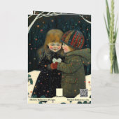 Valentijnskaart winteravond jongen en meisje kaart (Achterkant)