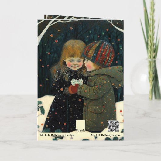 Valentijnskaart winteravond jongen en meisje kaart (Achterkant)