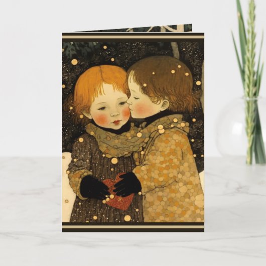 Valentijnskaart zoet in het bos jongen meisje kaart (Voorkant)