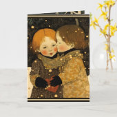 Valentijnskaart zoet in het bos jongen meisje kaart (Gele Bloem)