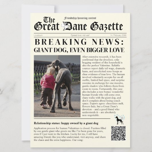 valentijnskaarten Great Dane ironie Feestdagenkaart (Voorkant)