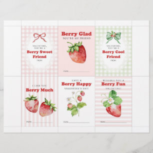 Valentijnskaarten met aardbeien voor kinderen briefhoofd