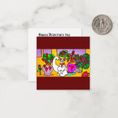 Valentijnskaarten met katten spelend  Houten Box B Notitiekaartje (Voorkant / Achterkant in situ)