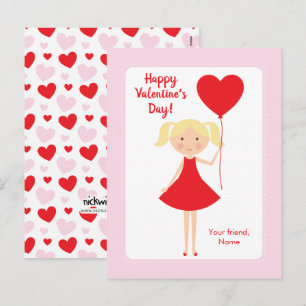 Valentijnskaarten voor meisjesklas - Licht blondin Feestdagenkaart