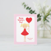 Valentijnskaarten voor meisjesklas - Lichtblond Feestdagenkaart (Staand voorkant)