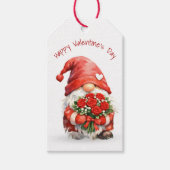 Valentijnskabouter met bos rode rozen cadeaulabel (Voorkant)