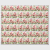 Valentijnskabouter met bos rode rozen cadeaupapier (Vlak)