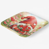 Valentijnskabouter met bos rode rozen papieren bordje (Gebogen)