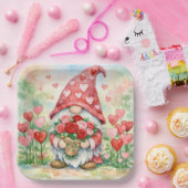 Valentijnskabouter met rode rozen papieren bordje (Feest)