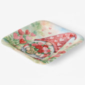 Valentijnskabouter met rode rozen papieren bordje (Gebogen)
