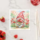 Valentijnskabouter met rode rozen servet (Insitu)