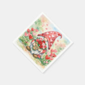 Valentijnskabouter met rode rozen servet (Hoek)