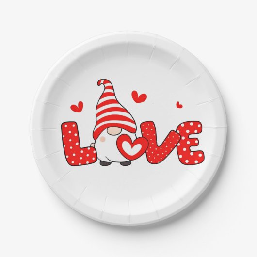 Valentijnskabouter  papieren bordje (Voorkant)