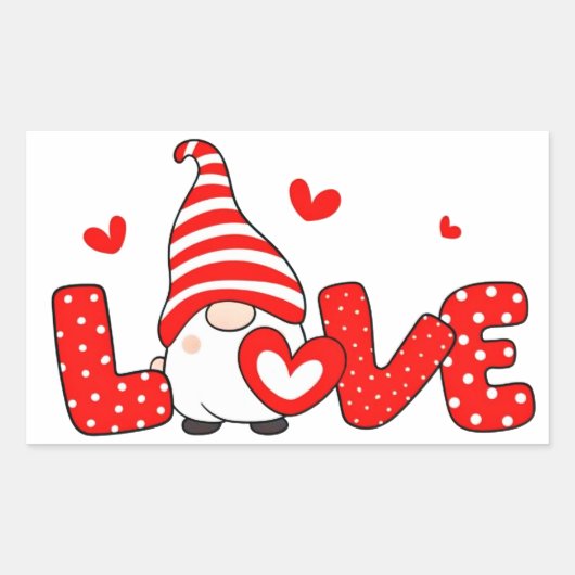 Valentijnskabouter  rechthoekige sticker (Voorkant)