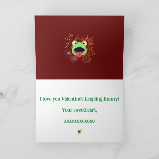 Valentijnskikker en vuurwerkontwerp kaart (Binnen)