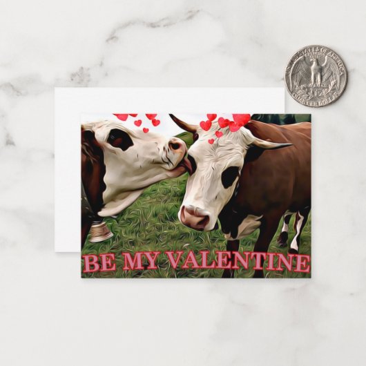 Valentijnskoekoeien Notitiekaartje (Voorkant / Achterkant in situ)