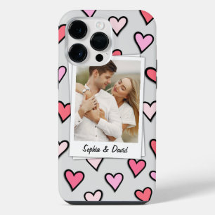 Valentijnskoppel Aangepaste Foto Monogram Hartvorm iPhone 14 Pro Max Hoesje